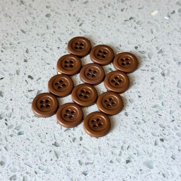 NWOT Vintage Y2K Brown 4-Hole Flat Buttons Set of 12 for Tops 1/2" Classic Style - Picture 2 of 5